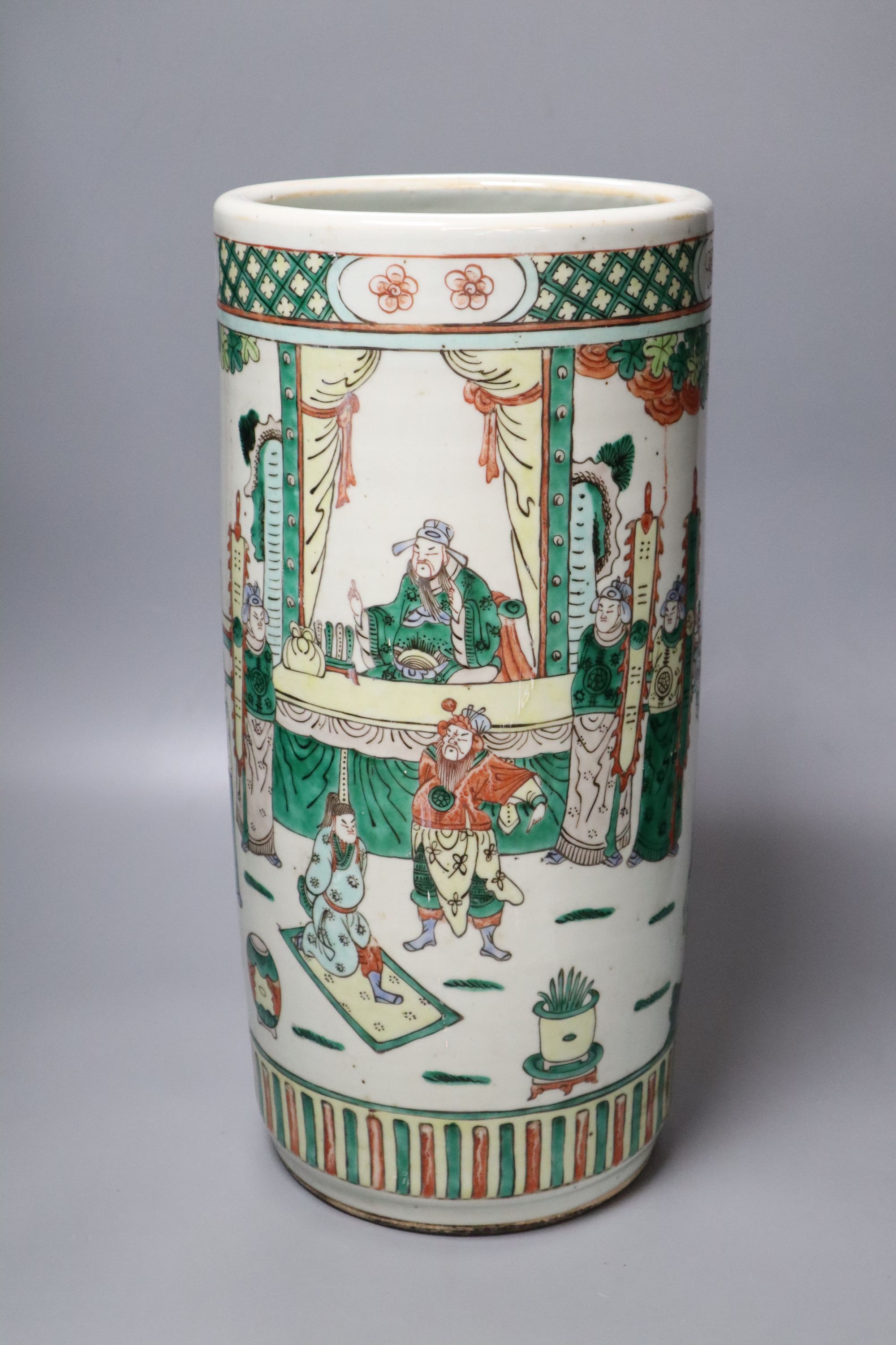 A Chinese famille verte stick stand, early 20th century, height 44cm